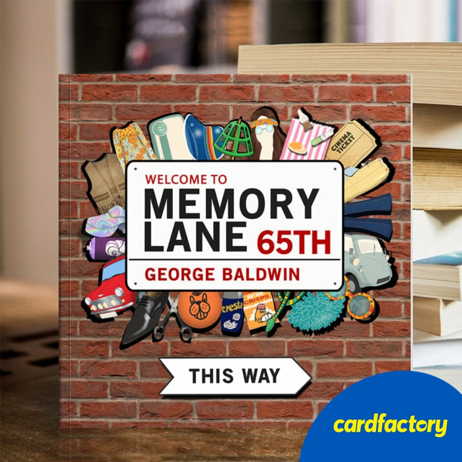 Image of Personalised Memory Lane Book for 65th Birthday | Nostalgic Gift with Fun Facts &amp; Illustrations | Size: 21cm x 21cm | Unique Personalisation