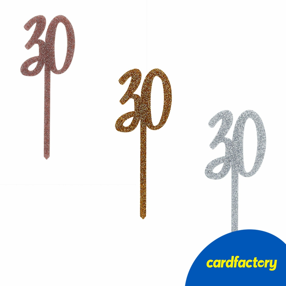 Image of Metallic 30 Glitter Acrylic Cake Topper (3 Colour Options)