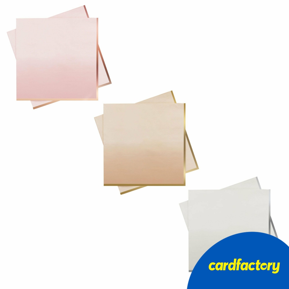 Image of Metallic Ombre Paper Napkins | Pack of 16 | Gold &amp; Peach, Rose Gold &amp; Pink, Silver &amp; Grey Options | 16.5cm Size | Elegant Disposable Tableware