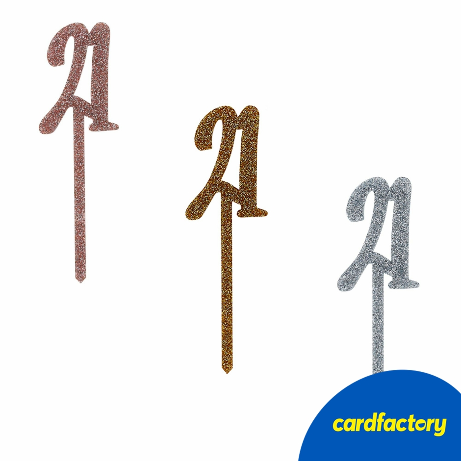 Image of 21st Birthday Cake Topper | Metallic Glitter Design | Acrylic Material | 3 Colour Options: Gold, Rose Gold, Silver | 20cm x 6cm