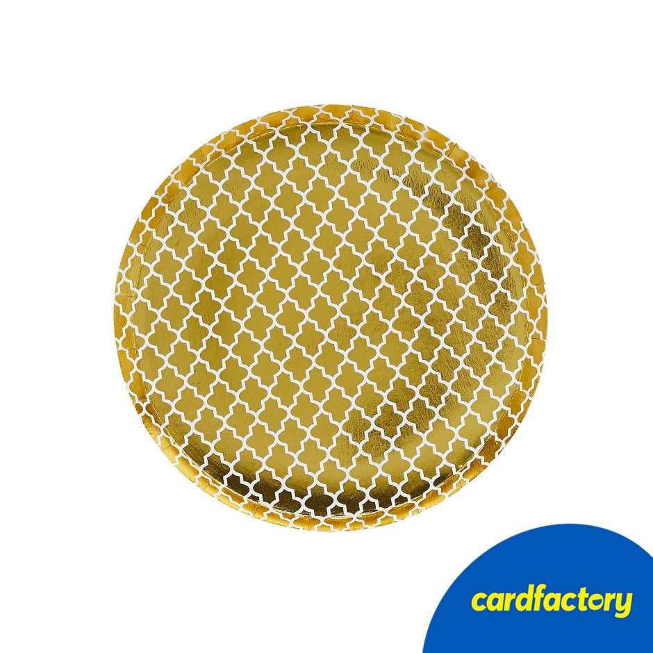 Image of Eid Mubarak Gold Small Paper Plates - Pack of 8