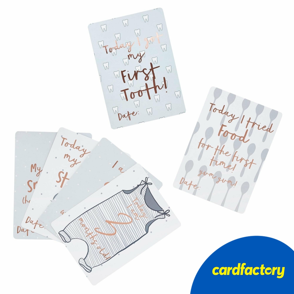 Image of Baby Milestone Cards Pack | 22 Cute &amp; Contemporary Designs | Track Baby's Firsts | Durable Card Material | 15cm x 10.5cm