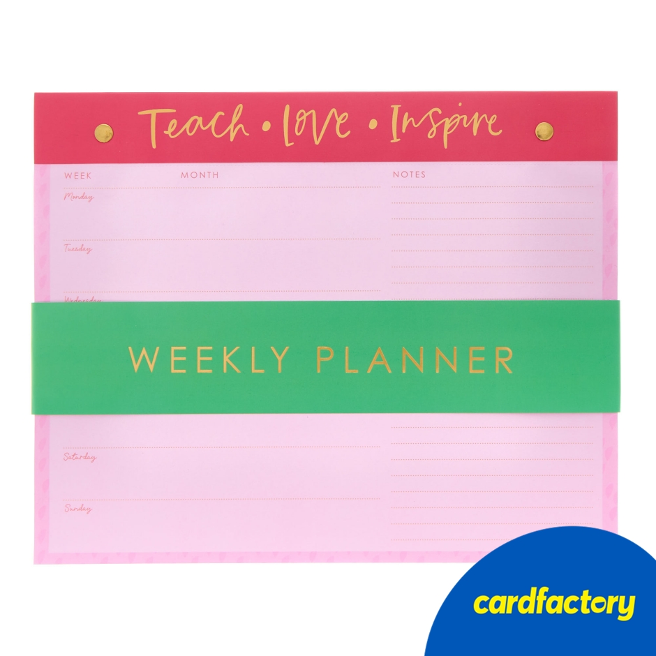 Image of Teach Love Inspire Weekly Planner | Weekly Desk Pad for Teachers | Cardfactory
