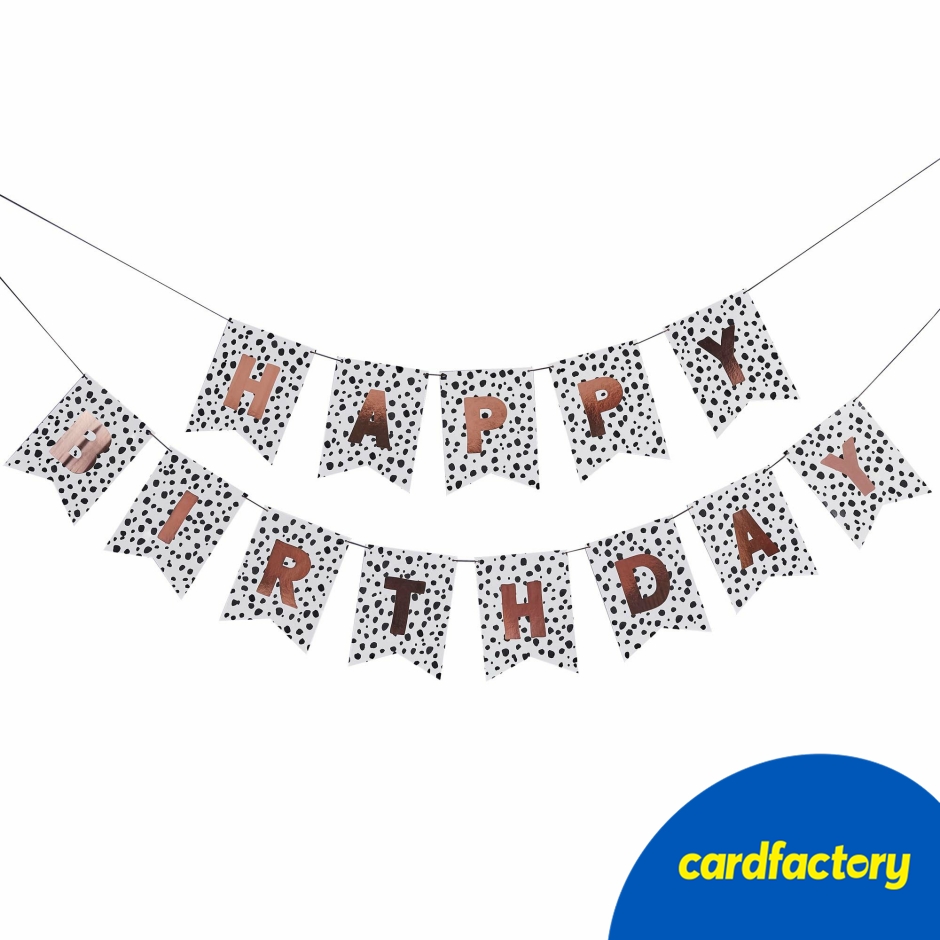 Image of Dalmatian Happy Birthday Flag Card Banner 2m