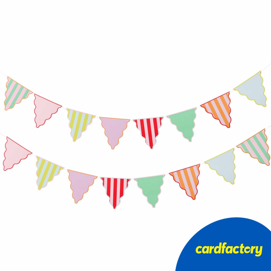 Image of Bright Banquet Card Bunting | Vibrant Patterns | Ideal for Celebrations | 4m Length | Card and String Material