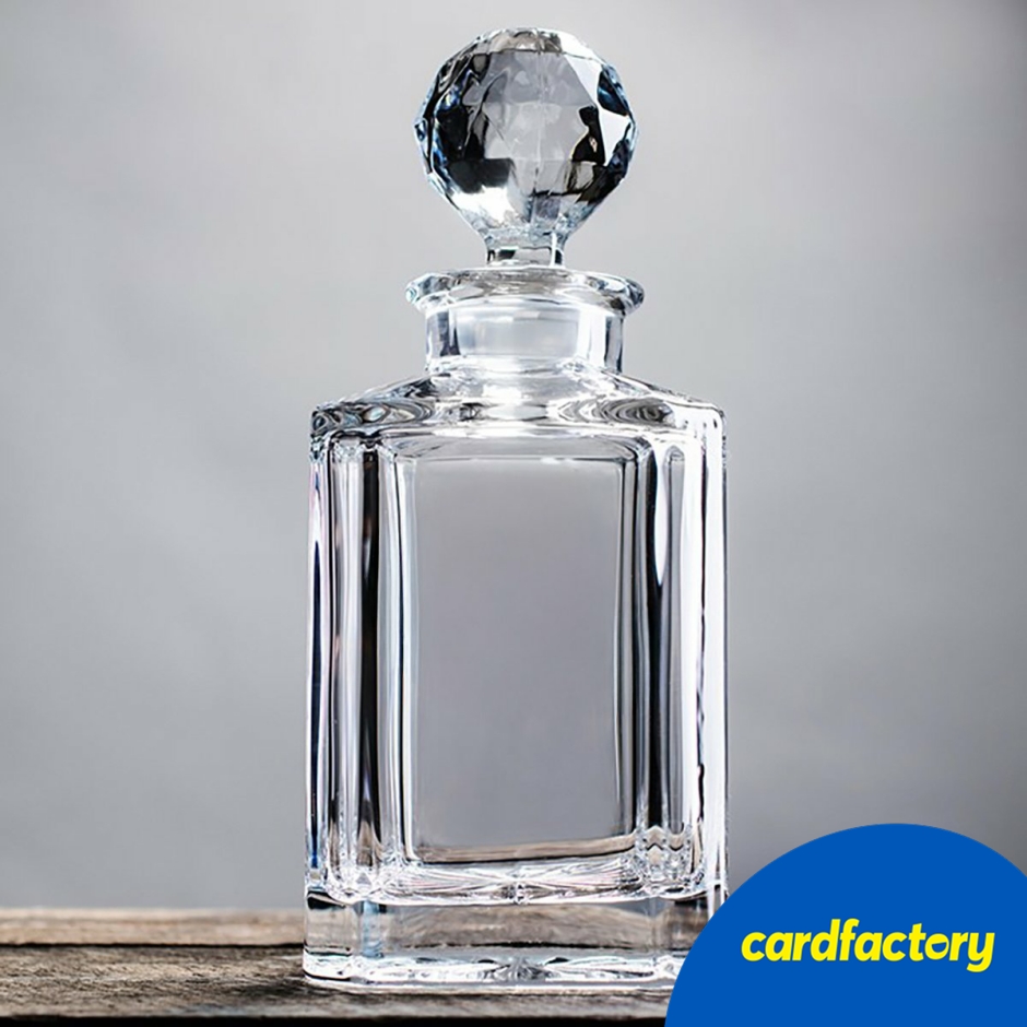 Image of Crystal Gift Decanter | Rectangular Bodied Design | Spherical Stopper | 0.8L Capacity | Premium Crystal Material | Dimensions 25cm x 10cm x 10cm