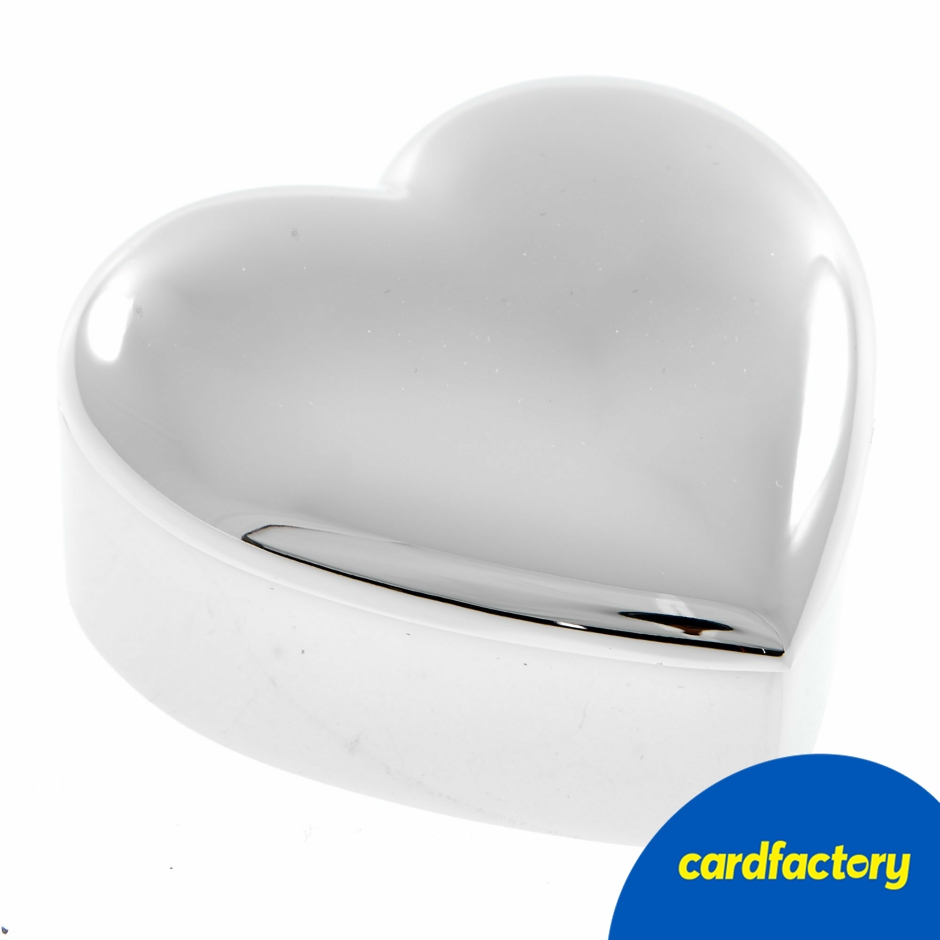 Image of Silver Plated Heart Trinket Box | 6.5 x 6.5 x 2.5cm | Soft Fabric Lining | Elegant Keepsake Gift | Perfect for Valuables | Cardfactory