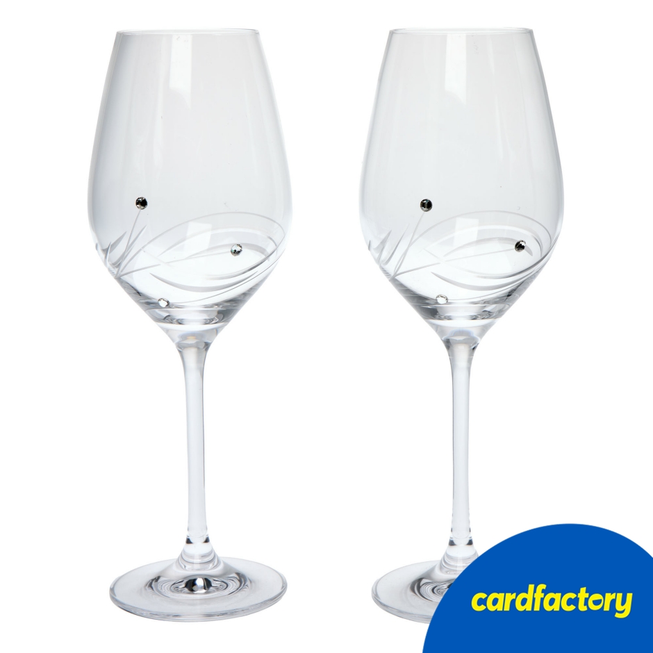 Image of Lunar Hand-Cut Wine Glasses Set | Swirl Engraved Design | Glass Material | 330ml Capacity | Set of 2