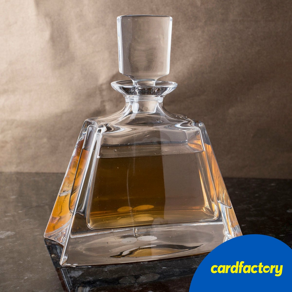 Image of Boston Lead Crystal Decanter | Tapered Glass Design | Square Topper | Crown Symbol | 0.4L Capacity | 21.5cm x 17.5cm | Perfect Gift