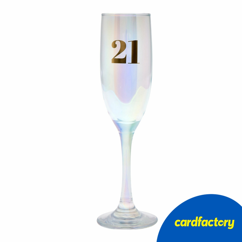 Image of 21st Birthday Champagne Flute | Gold Foil Number 21 Design | Stylish Glassware Gift | 27cm x 9cm | Hand Wash Only