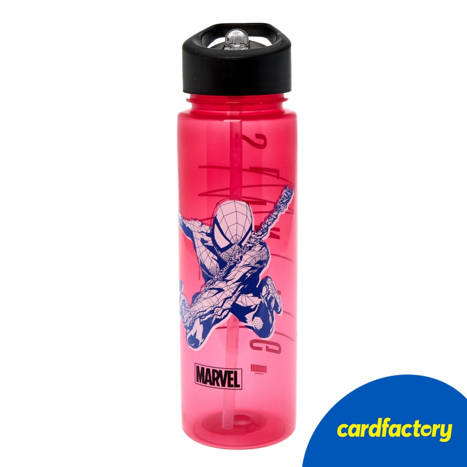 Image of Marvel Spider-Man Water Bottle | Red Semi-Transparent Design | BPA-Free Plastic | 700ml Capacity | Hand Wash Only