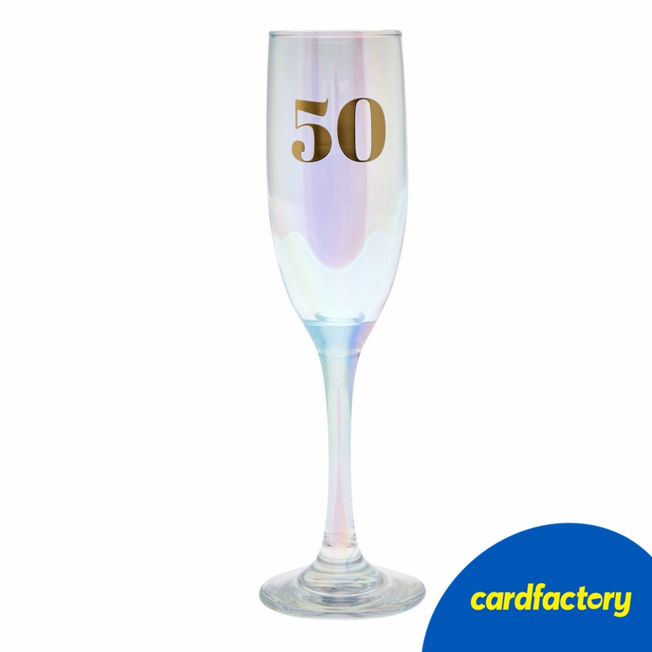 Image of 50th Birthday Champagne Flute | Gold Foiled Number 50 Design | Stylish Glassware Gift | 27cm x 9cm | Hand Wash Only