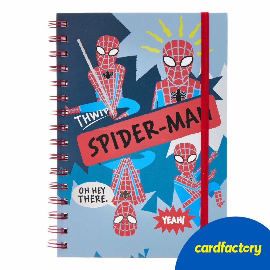 Image of Marvel Spider-Man A5 Notebook | Wire Bound with Lined Pages | Elastic Strap Closure | Card &amp; Paper Construction | Ideal for Stationery Collections