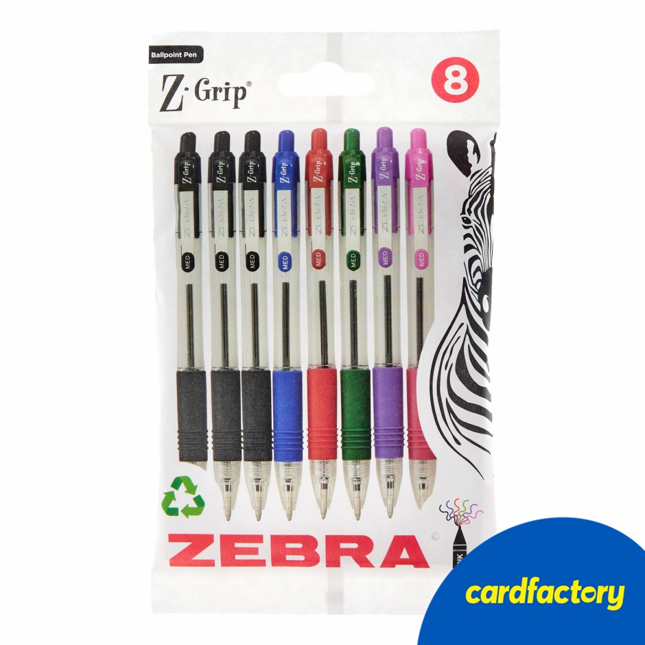 Image of Zebra Z-Grip Multicoloured Ballpoint Pens - Pack of 8 | Perfect Gift