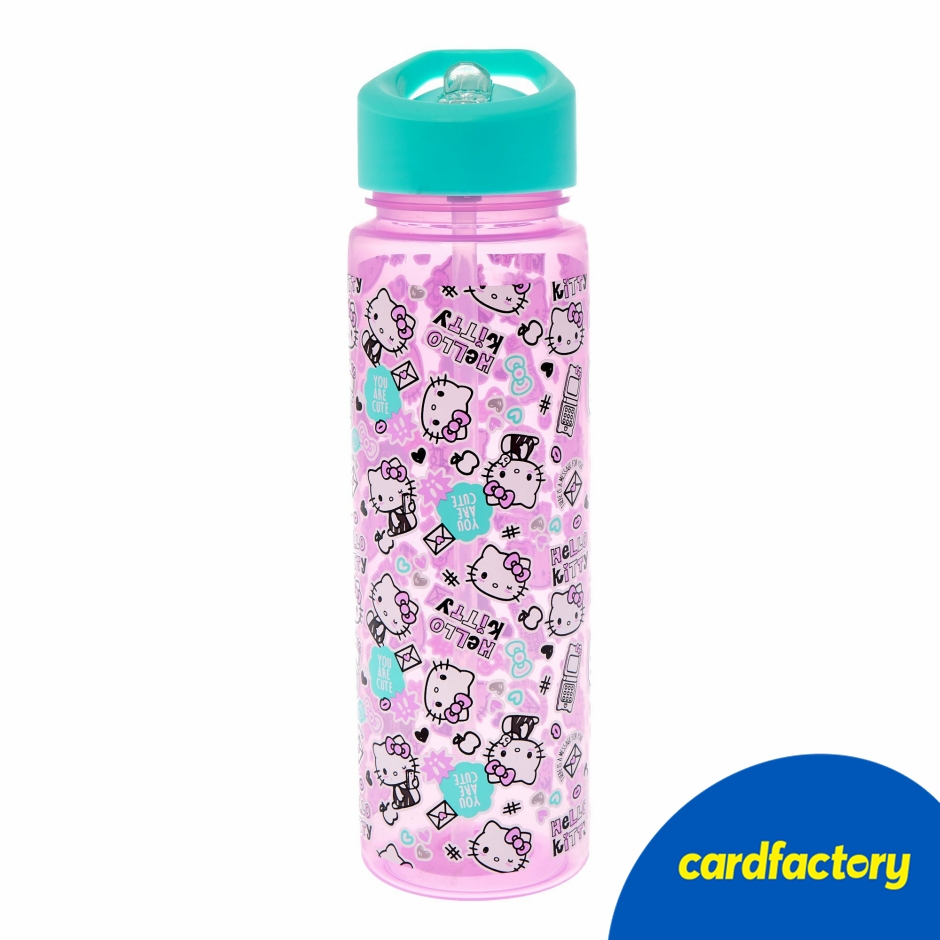 Image of Hello Kitty Water Bottle | Bottle with Flip Straw | Plastic Bottle for Kids | Cardfactory