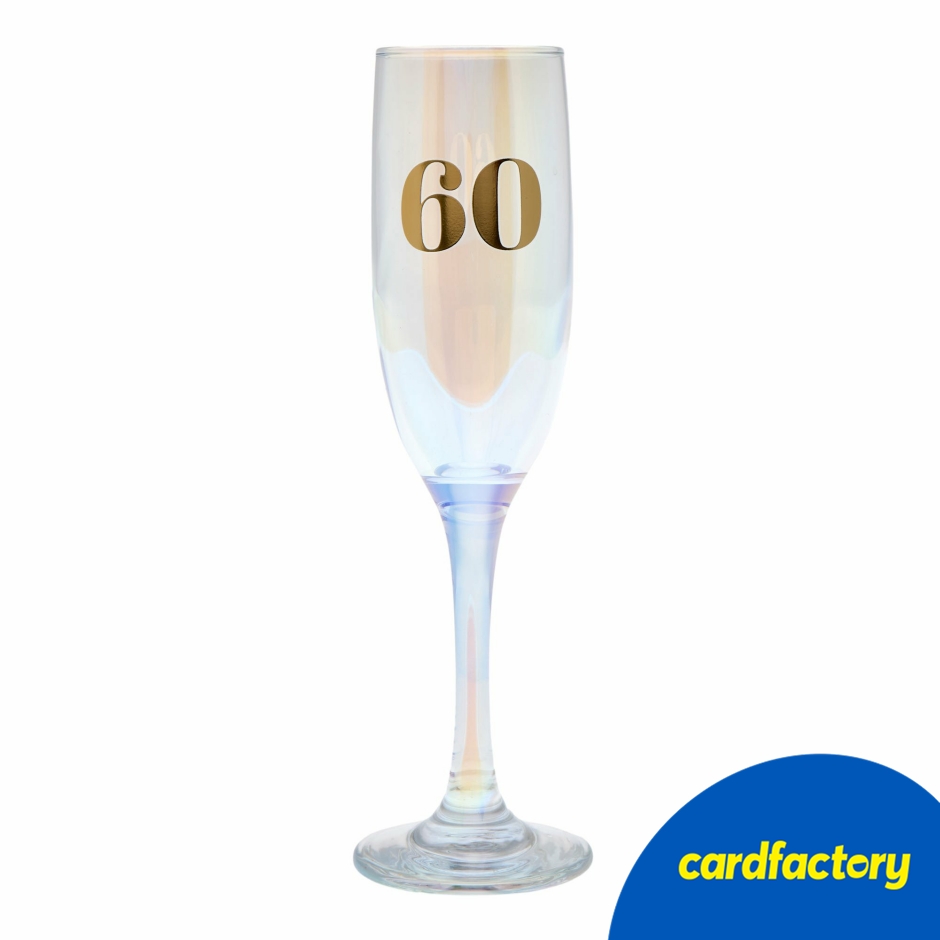 Image of 60th Birthday Champagne Flute | Gold Foiled Design | Glass Material | Packaged in Display Box | 27cm Height