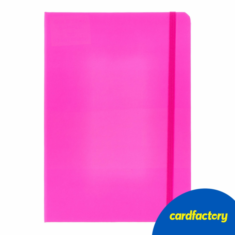 Image of Pink A5 Lined Notebook | Sleek Black Cover | Elastic Closure | Perfect for Home, Work, or School | Durable Card and Paper Material