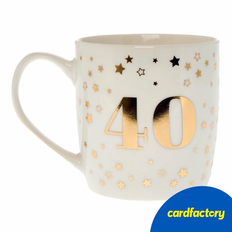 Image of 40th Birthday Mug | Blue &amp; Gold Ceramic Design | Gift Box Included | 9cm x 9cm | Perfect Milestone Gift