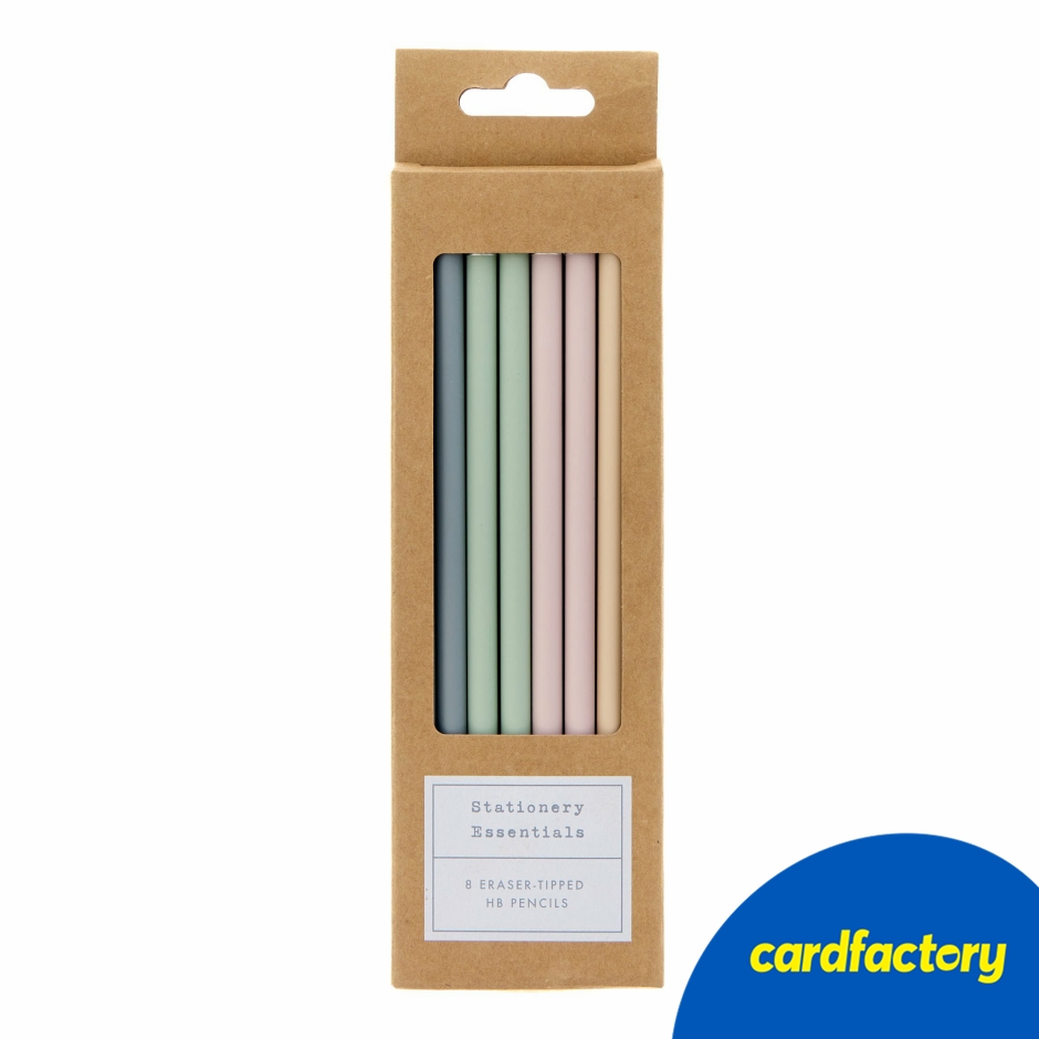 Image of Eraser Tipped HB Pencils | Stationery Gift Essentials | Pack of 6 | Pastel Shades | Graphite Wood &amp; Rubber