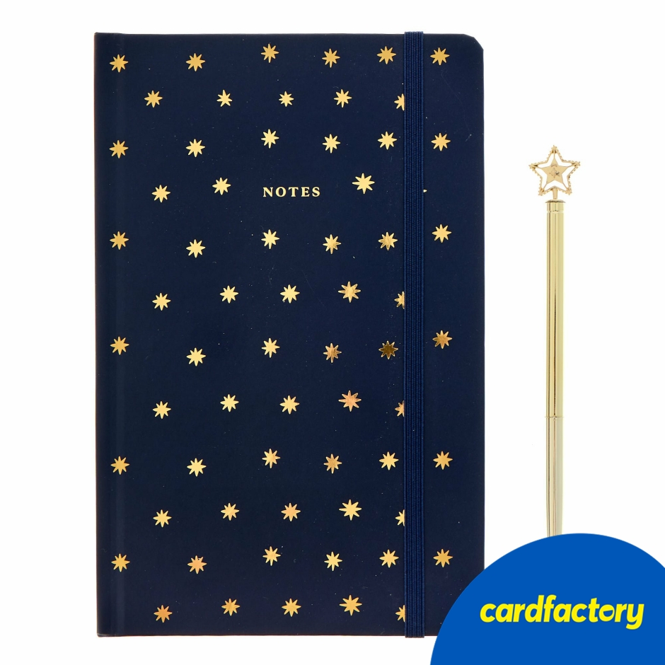 Image of Star Notebook &amp; Pen Gift Set | Boxed Stationery | Premium Plastic &amp; Metal Pen | Card &amp; Paper Notebook | Gift for Creativity &amp; Organisation | 22cm x 18.5cm x 2.5cm