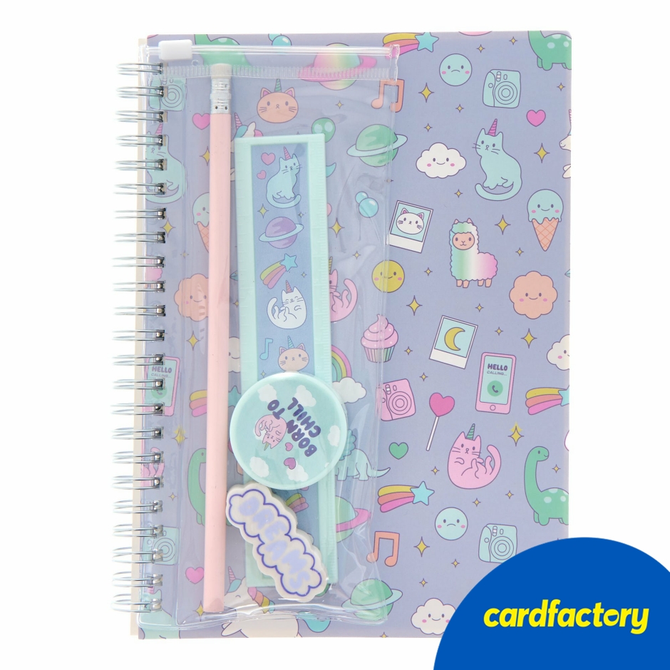 Image of Magical Cat Stationery Set | Includes A5 Notebook &amp; Pencil Case | Adorable Design | Perfect for School or Office | Stationery Essentials