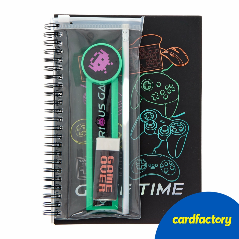 Image of Gamer A5 Notebook &amp; Pencil Case | Gaming-Themed Stationery Set | Ideal For Home/Work/School | Cardfactory