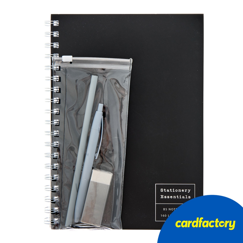 Image of Stationery Essentials Black B5 Notebook &amp; Pencil Case