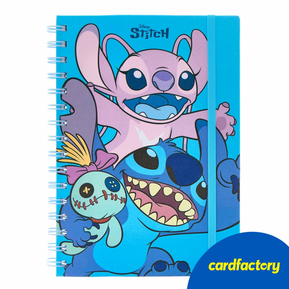 Image of Disney Stitch Wire Bound Notebook | Hardback with Lined Paper | Includes Elastic Strap | A5 Size | Perfect Gift for Fans