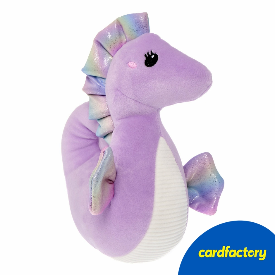 Image of Seahorse Soft Toy | Purple Plush with Shimmering Fins | 100% Polyester | 22cm x 11cm x 13cm | Safe for Children