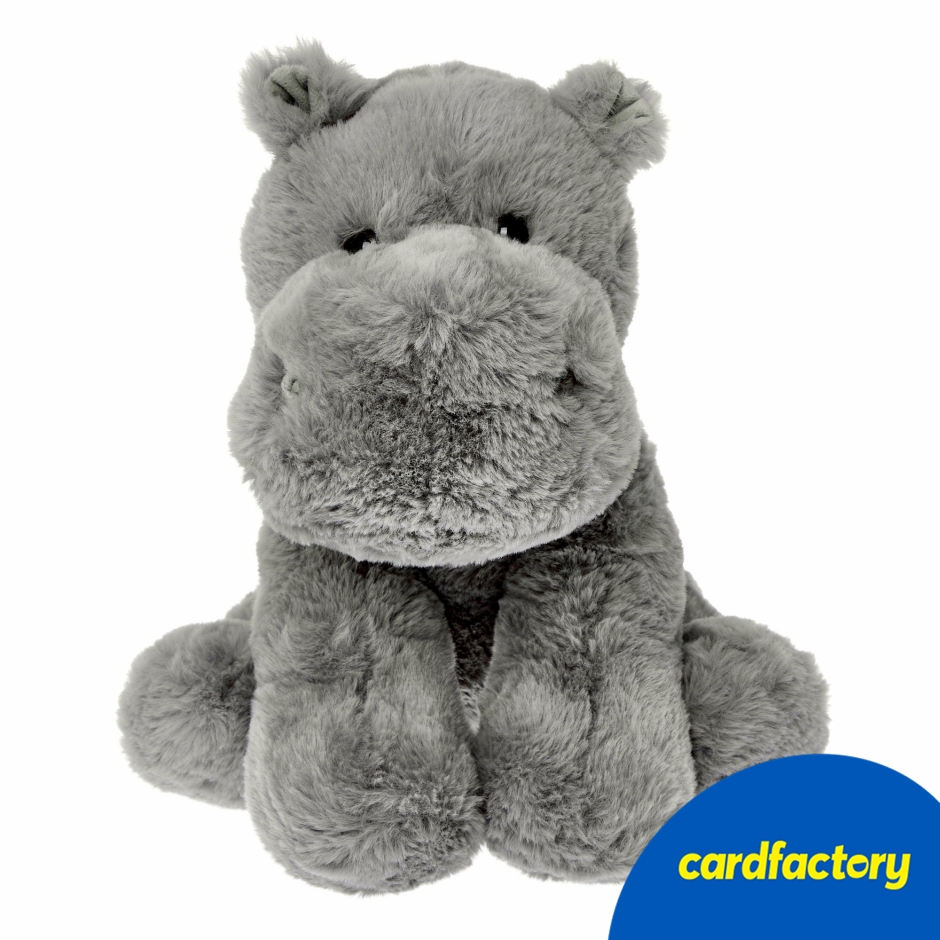 Image of Large Hippo Soft Toy | 28cm Plush Cuddly Hippopotamus for Kids and Adults | Adorable Gift for Animal Lovers and Cuddle Fans