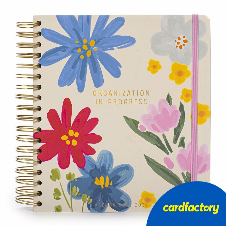 Image of 18-Month Floral Weekly Organiser (August 2025 - December 2026) | Hardcover Floral Planner Gift | Cardfactory