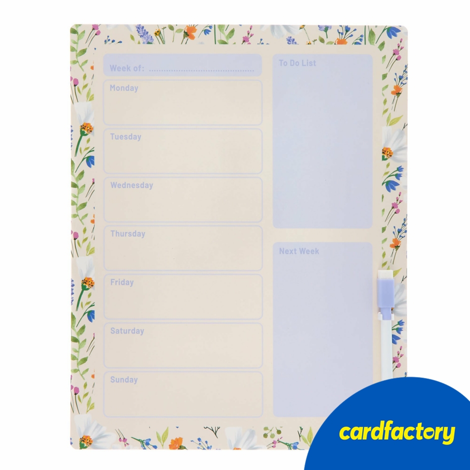 Image of Floral Weekly Gift Planner | Wipe-Clean Board with Erasable Pen | Organiser for Busy Families | A3 Size