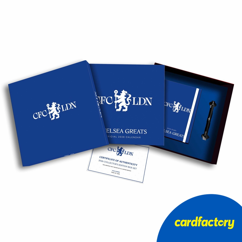 Image of Chelsea FC 2026 Calendar &amp; Diary Gift Box Set | Official Fan Merchandise | Musical Keepsake Box | Includes Pen | 32cm x 32cm Calendar | A5 Diary