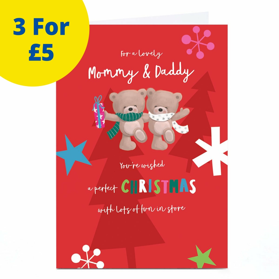 Image of Hugs Christmas Card - For A Lovely Mommy &amp; Daddy | Christmas Cards