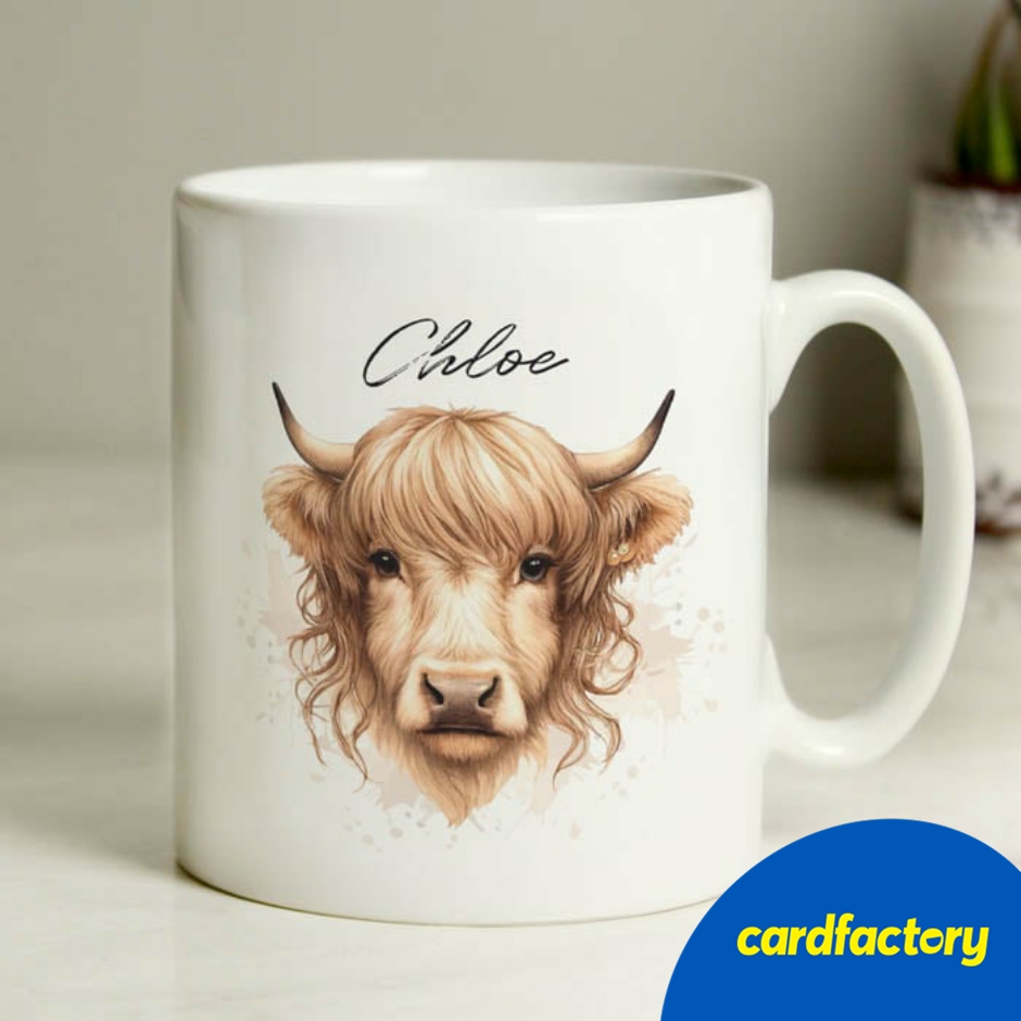 Image of Personalised Highland Cow Mug - Female