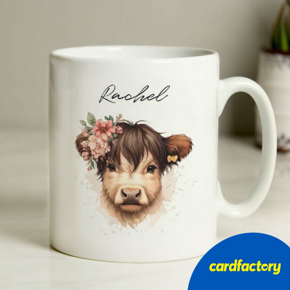 Image of Personalised Highland Cow Mug - Girl