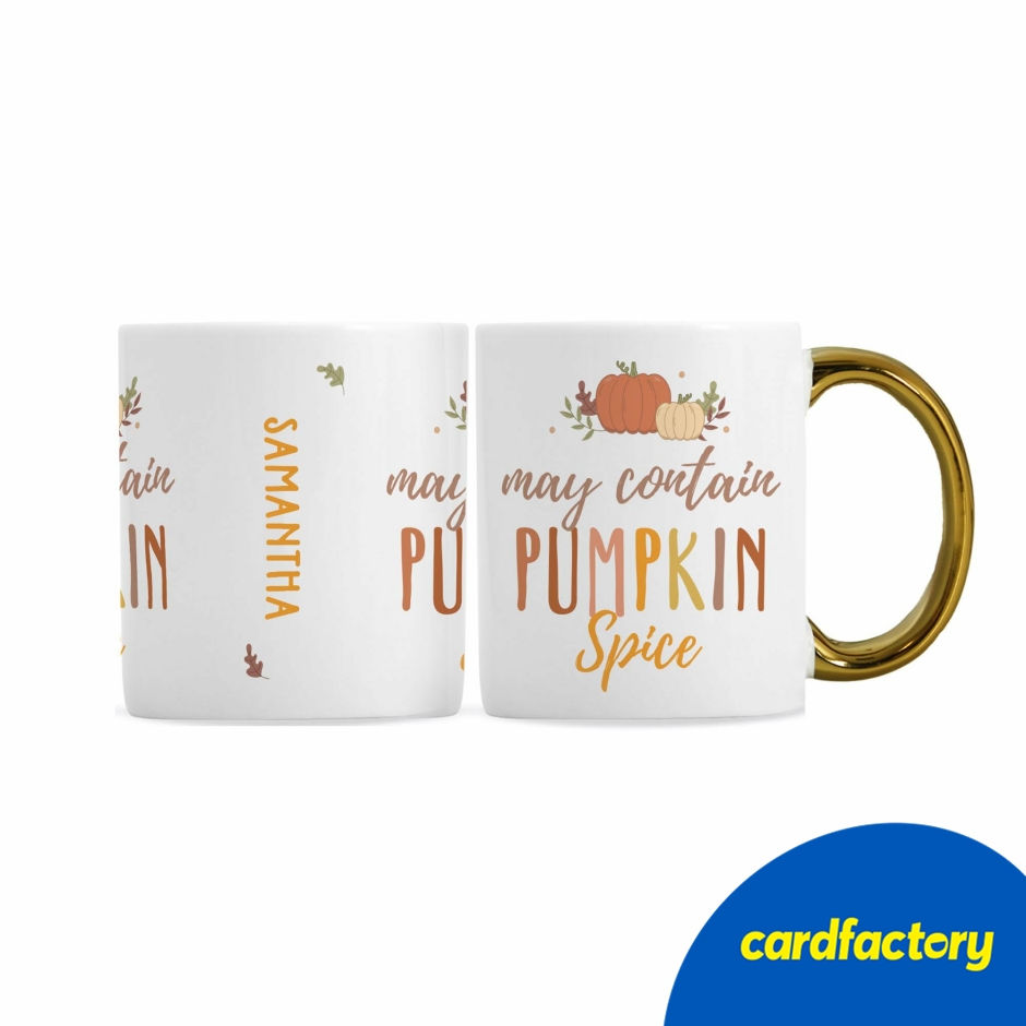 Image of Personalised Pumpkin Spice Gold Handle Mug