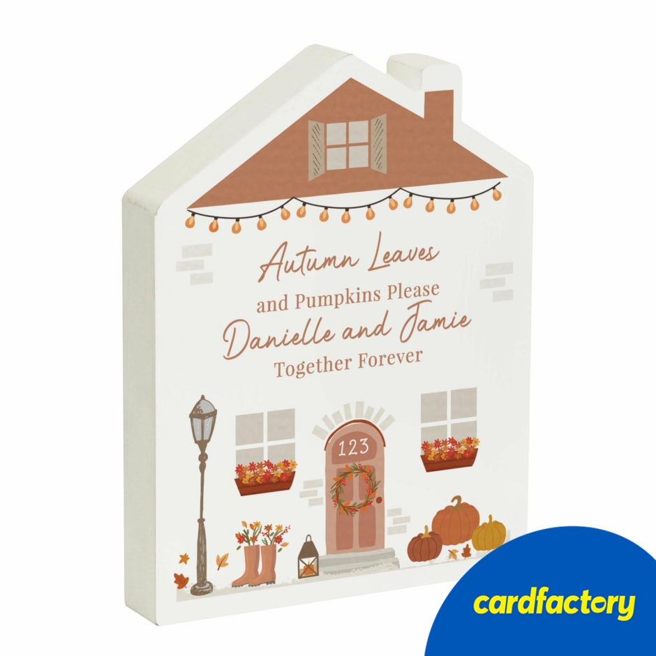 Image of Personalised Autumnal Wooden House Ornament
