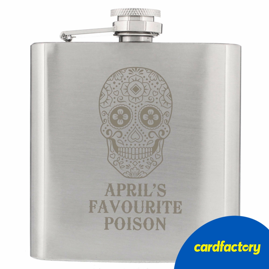 Image of Personalised Sugar Skull Hip Flask