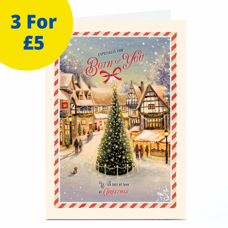 Image of Christmas Card - Tree in Village Scene, To Both of You | Christmas Cards