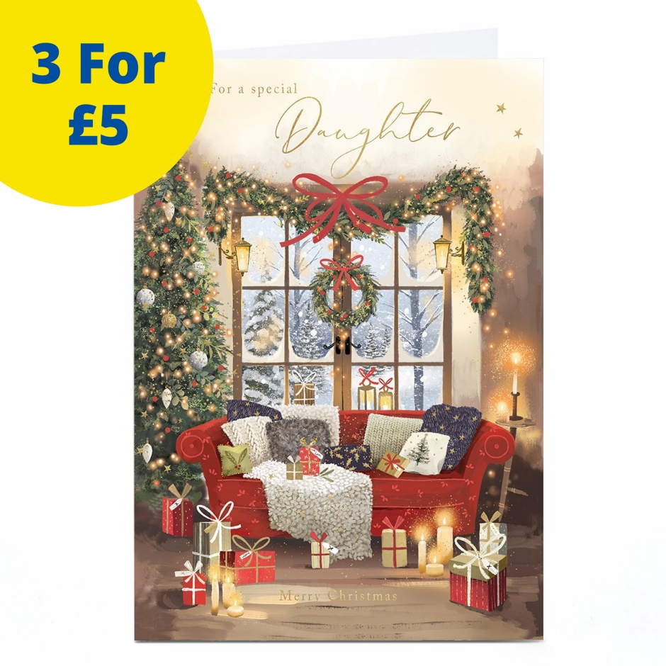 Image of Christmas Card - Living Room Scene, Daughter | Christmas Cards