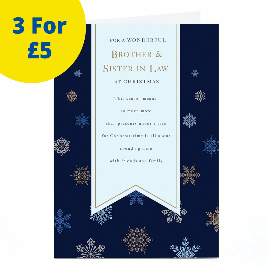 Image of Christmas Card - Navy Blue With Snowflakes, Brother &amp; Sister-in-Law | Christmas Cards