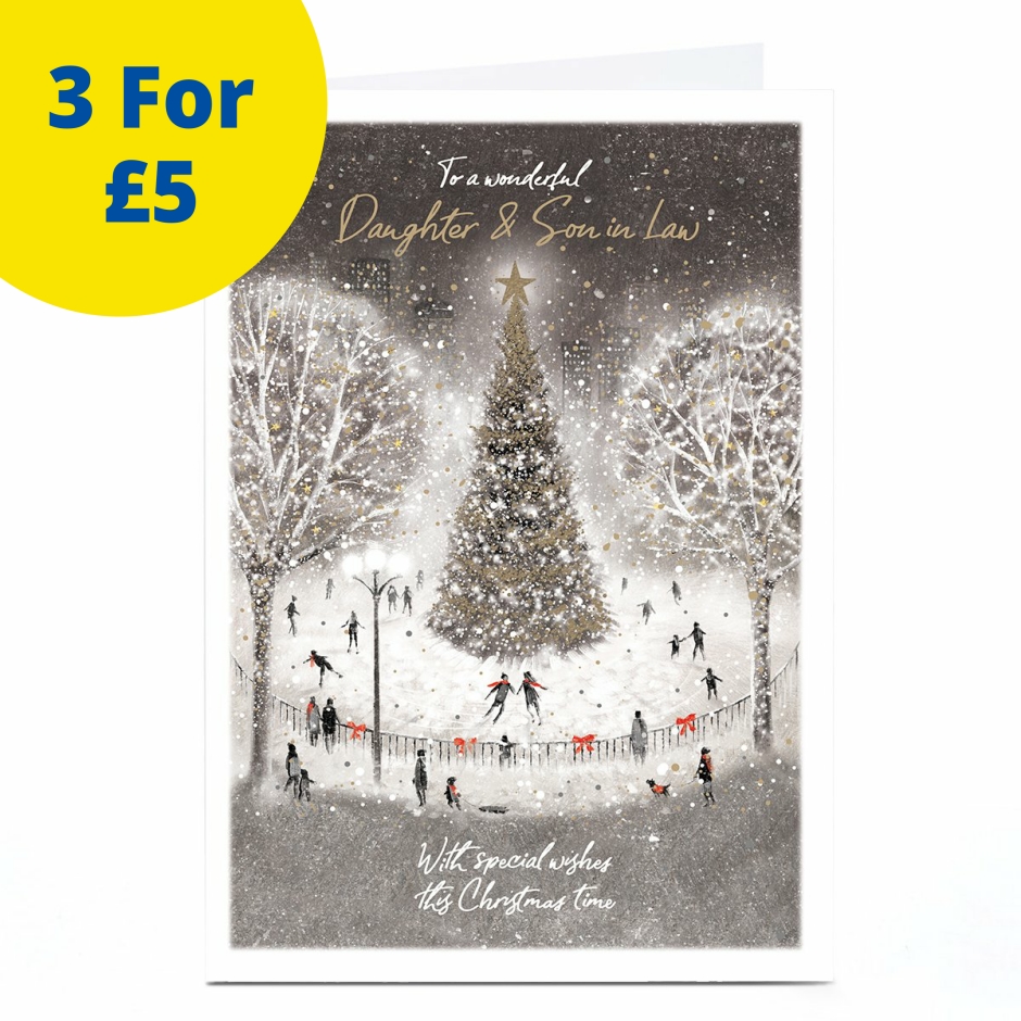 Image of Christmas Card - Ice Skating Rink Scene, Daughter &amp; Son-in-Law | Christmas Cards