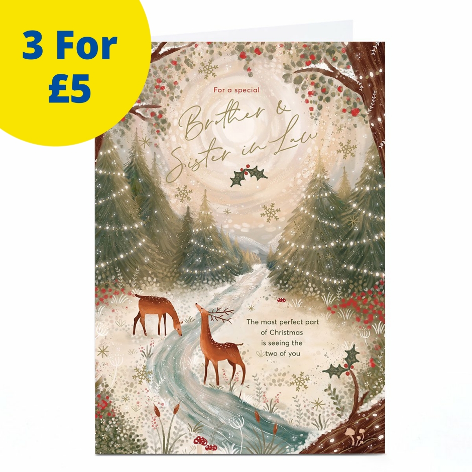 Image of Christmas Card - Deer in the Forest, Brother &amp; Sister-in-Law | Christmas Cards