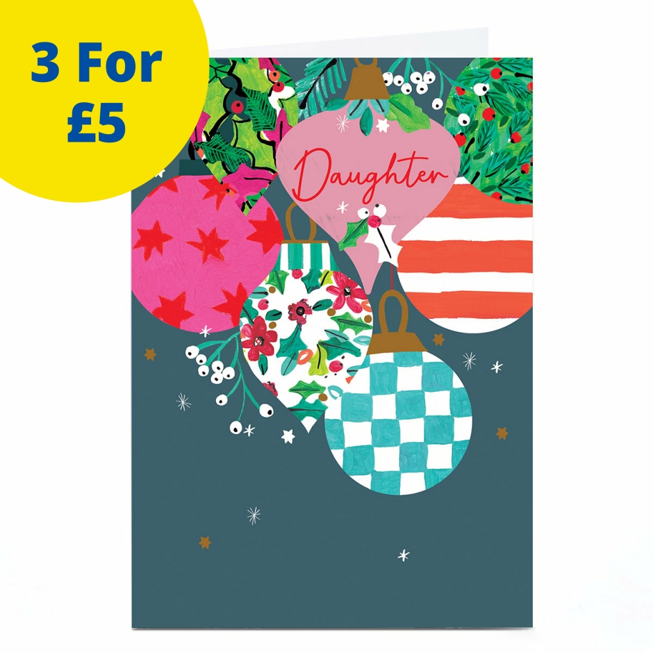 Image of Christmas Card - Colourful Baubles, Daughter | Christmas Cards