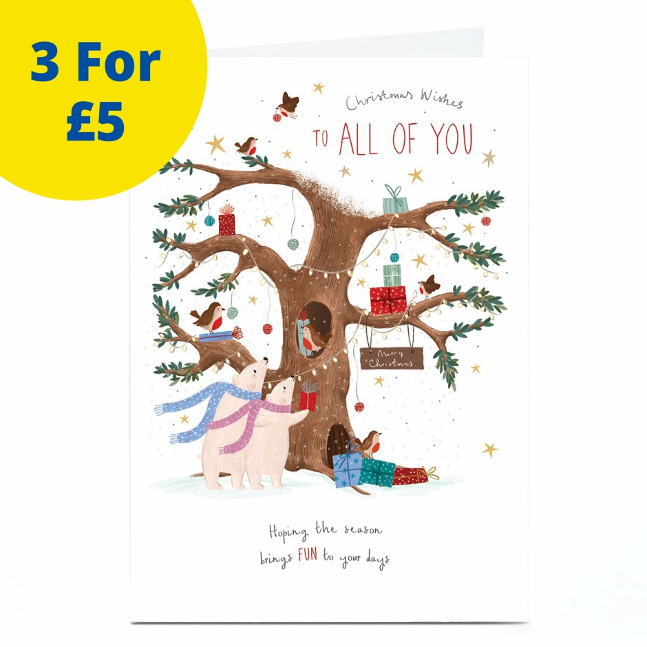 Image of Christmas Card - Polar Bears and Robins, To All of You | Christmas Cards