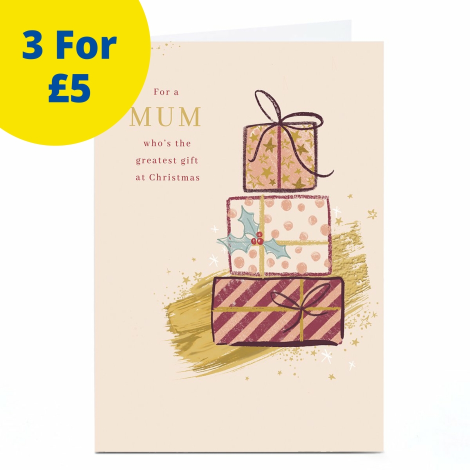 Image of Christmas Card - Modern Pile of Presents, Mum | Christmas Cards