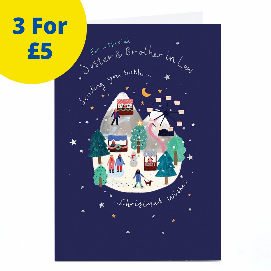 Image of Christmas Card - Christmas Market Scene, Sister &amp; Brother-in-Law | Christmas Cards