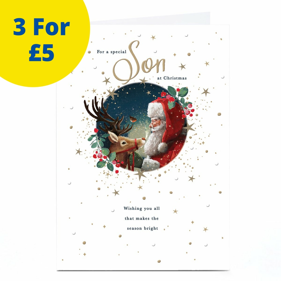 Image of Christmas Card - Santa with Rudolph, Son | Christmas Cards