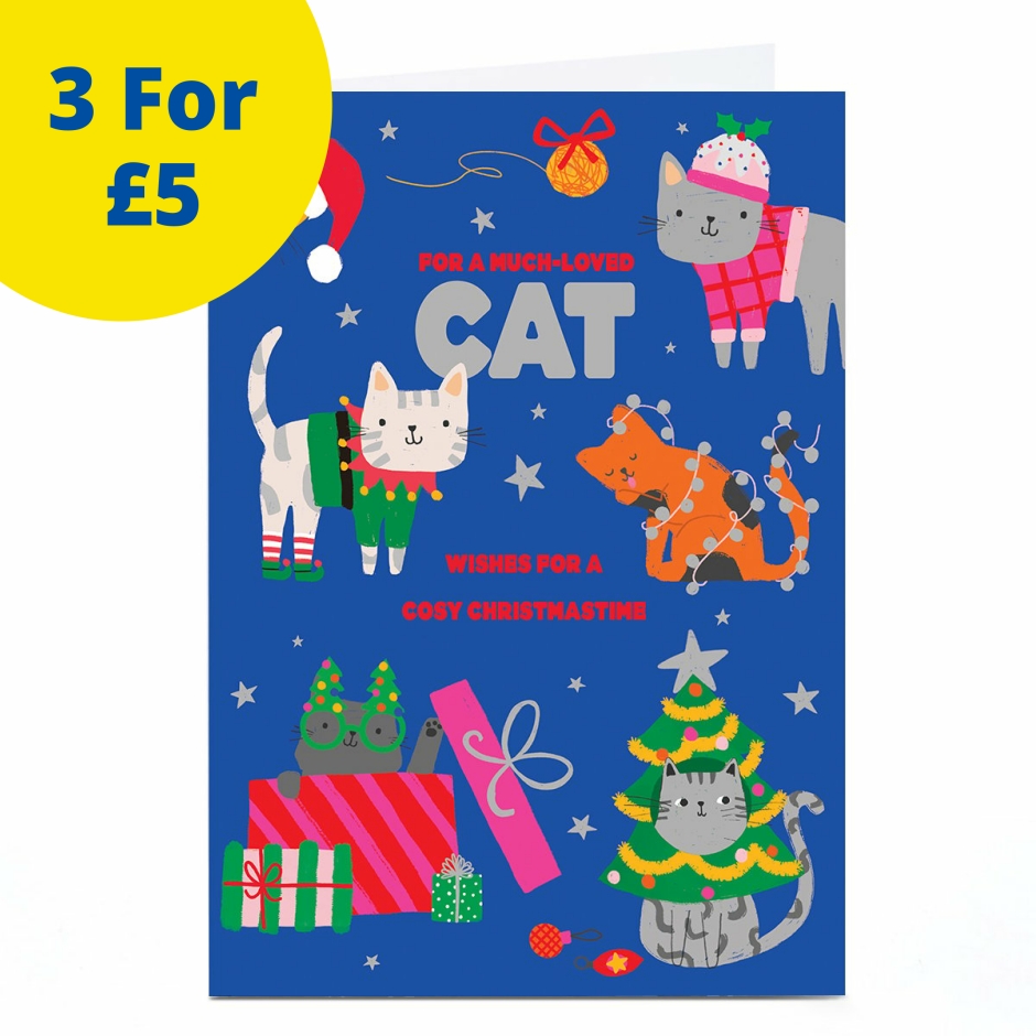 Image of To the Cat Christmas Card - Lots of Colourful Cats | Christmas Cards